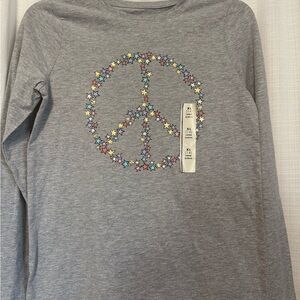 Cat & Jack Gray Star Peace Long Sleeve Tee